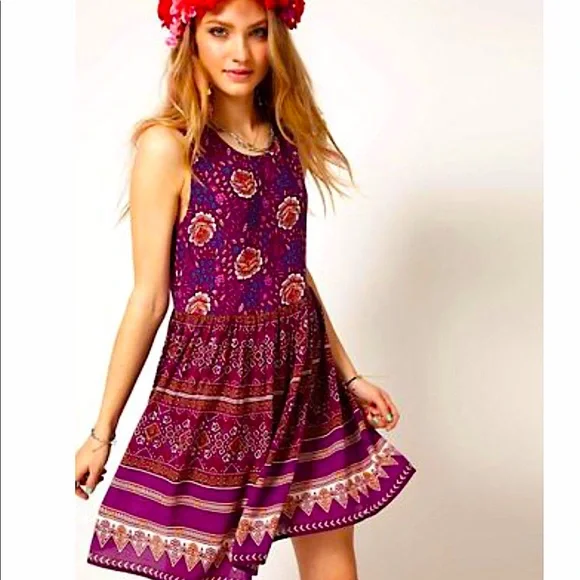 blue dress for baby girl Bohemian Rhapsody Dress ~ Lilac Floral – Golden Brown The Label